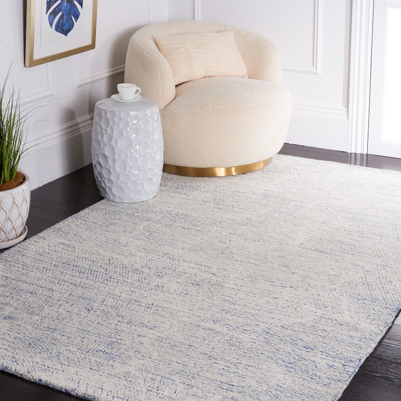 SAFAVIEH Handmade Metro Rozsika French Country Wool Rug - 5' x 8' - Blue/Ivory