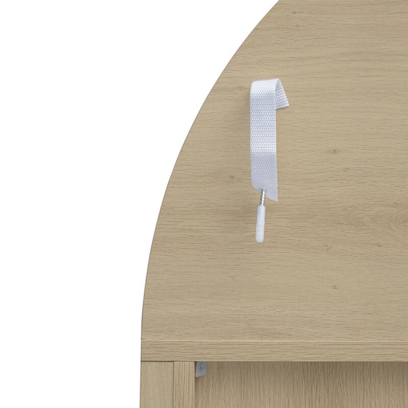 70.28" Tall Arched Kitchen Pantry, with 2 Adjustable Shelves,Rattan Door Versatile Storage Cabinet