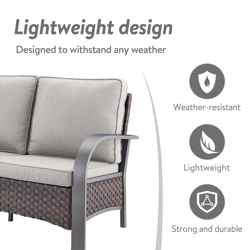 Gymojoy Industrial Style Premium Outdoor 3-Seat Rattan Sofa