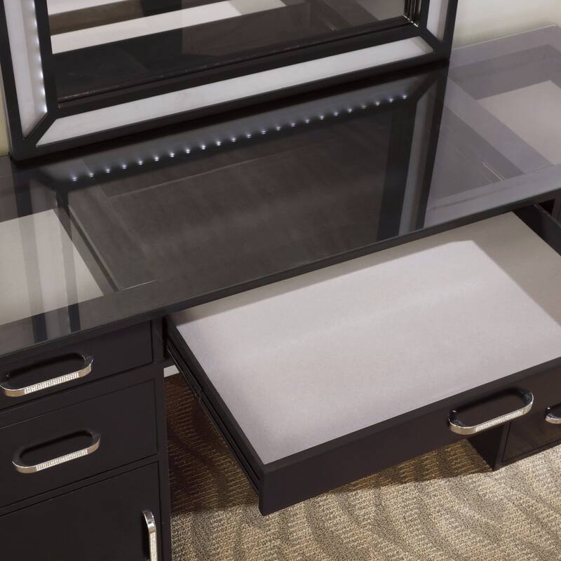 Furniture of America Zehr Contemporary Solid Wood 6-Drawer 3-Piece Makeup Vanity Set