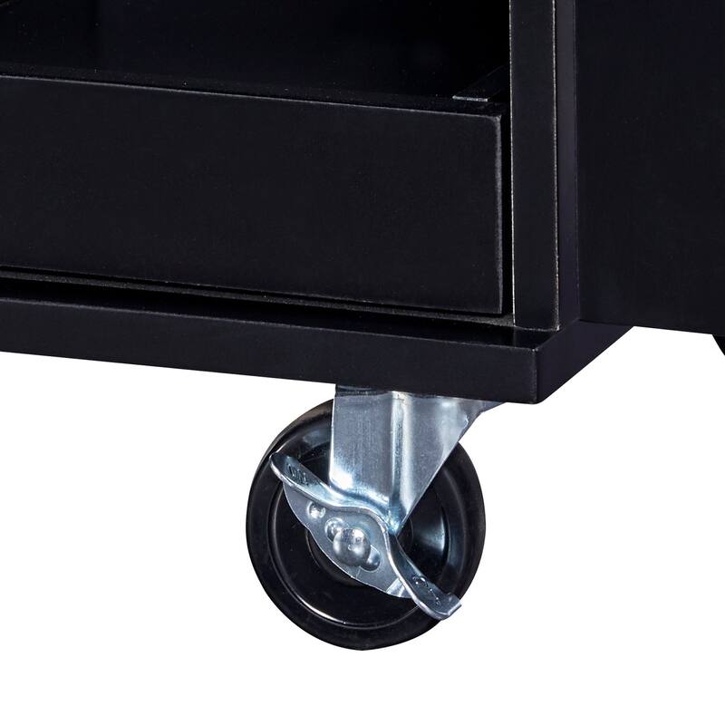 Rubberwood Kitchen Cart with Internal Storage Rack, Spice Rack, 2 Slide-Out Shelf, and 3 Drawer