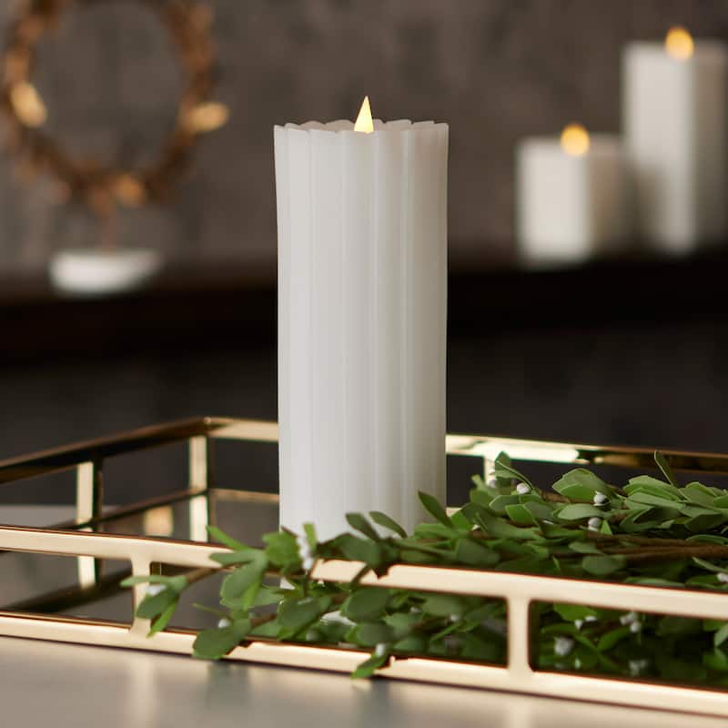 Sutton Fluted Motion Flameless Candle 3x9 White