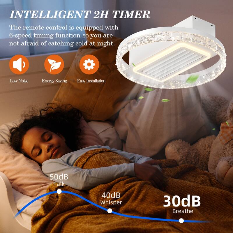 Modern Flush Mount Bladeless Fan Lamp with Lights Dimmable LED