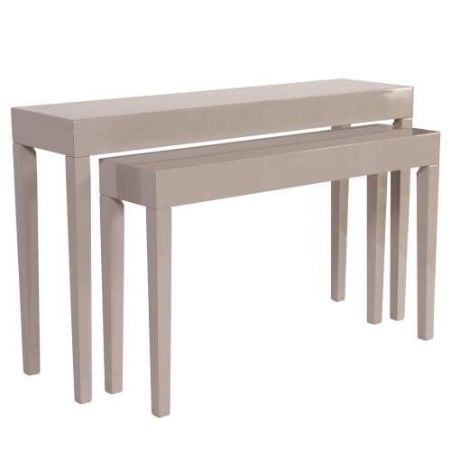 Howard Elliott Glossy Taupe Nesting Console Table Set Of 2 Howard Elliott Glossy Taupe Nesting Console Table Set Of 2 Wood Tables