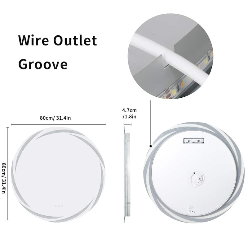 Waterproof Anti Fog LED Bathroom Mirror With Touch Button