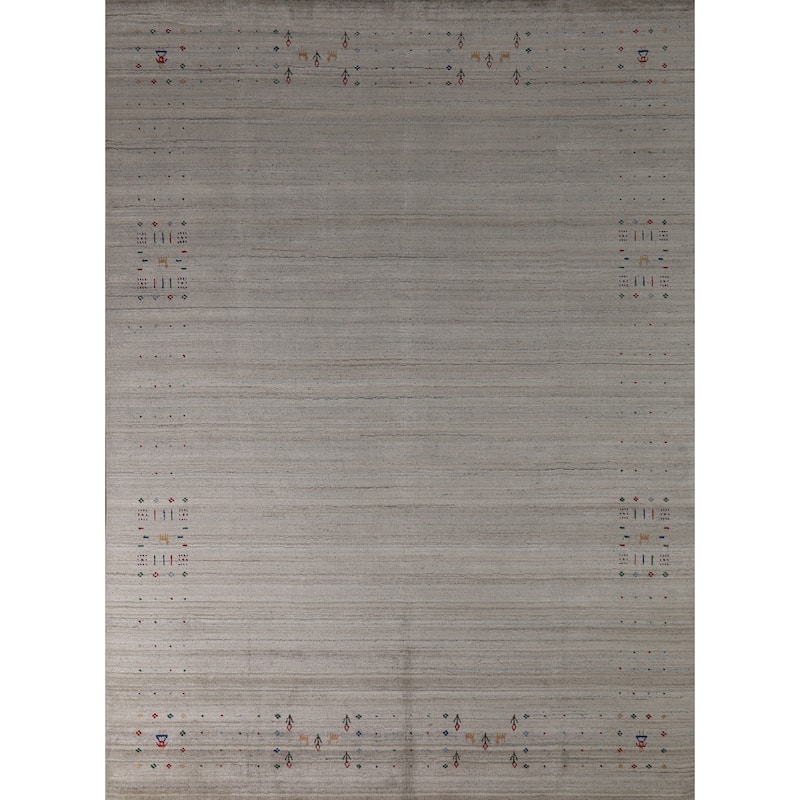 Hand Knotted Oriental 100% Wool Carpet Tribal Tribal Greys & Charcoal Gabbeh Area Rug - 10' 1'' X 8' 0''