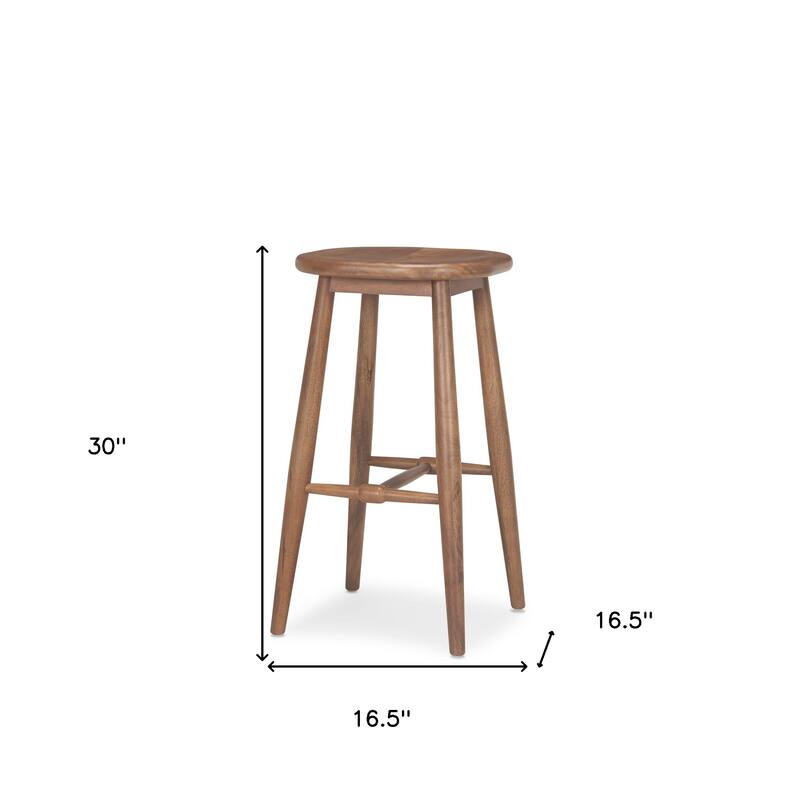 HomeRoots 30" Natural Solid Wood Backless Bar Height Bar Chair
