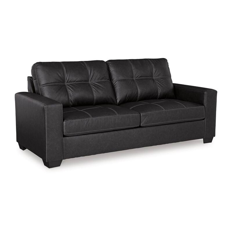 Barl Sofa Sleeper, Queen Size Pull Out Bed, 85 Inch Black Faux Leather