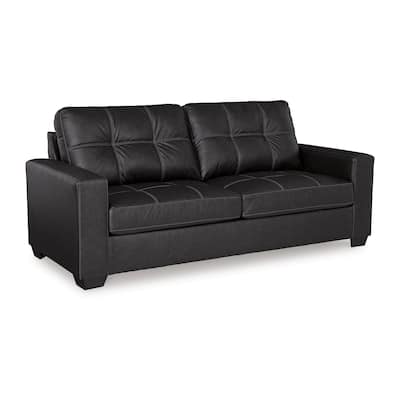 Barl Sofa Sleeper, Queen Size Pull Out Bed, 85 Inch Black Faux Leather