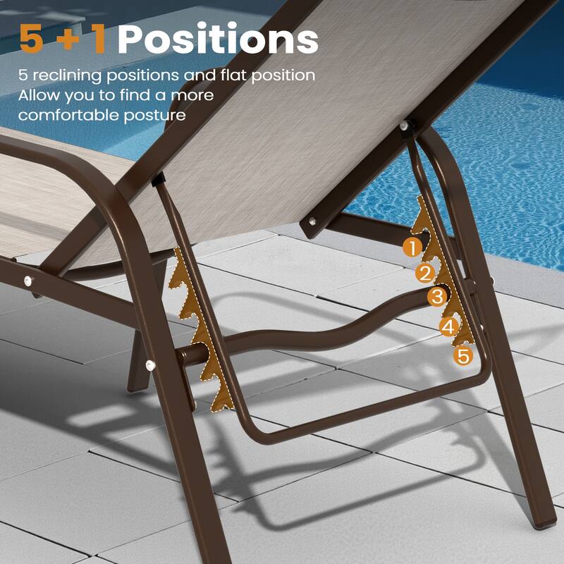 VredHom Outdoor Aluminum Adjustable Patio Chaise Lounge Chairs