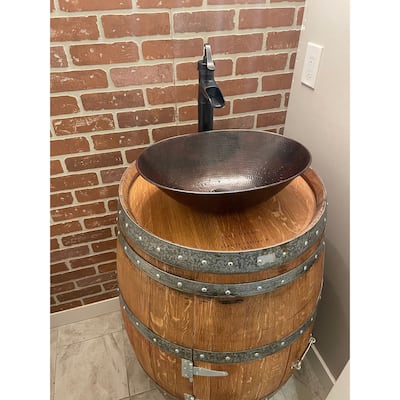 17" Handcrafted Oval Copper Vessel Bathroom Sink by SimplyCopper