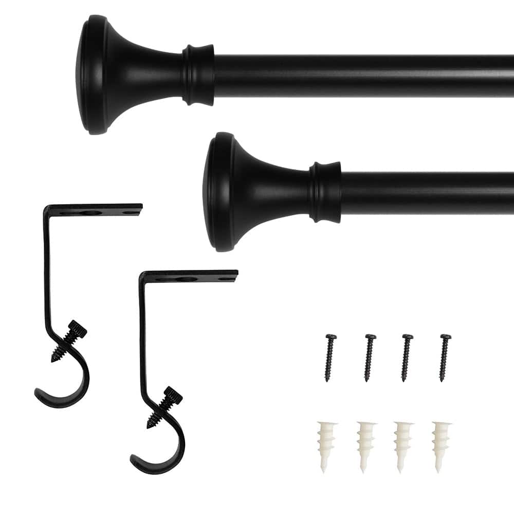 Lumi 5/8" Single Curtain Rod Set Pewter/ Matte Black- Trumpet finials