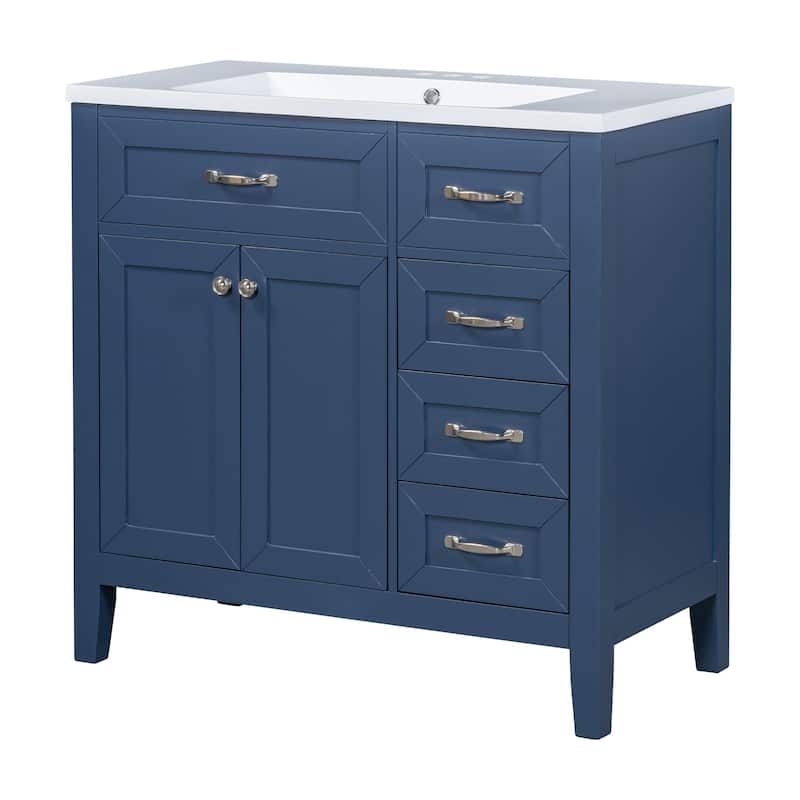 36 inch MDF Freestanding Bathroom Vanity Set with White Ceramic Top - 36" x 18"