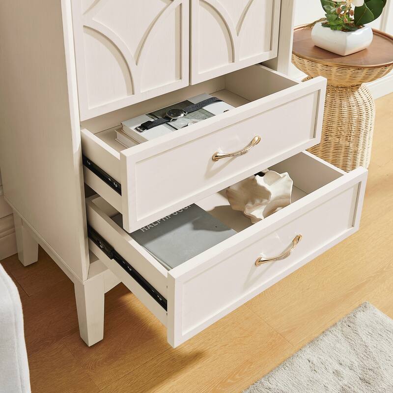 Retro Storage Cabinet with Doors and Drawers for Entryway Hallway Living Room Kitchen