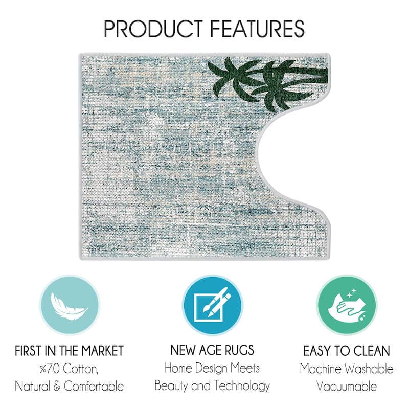 Toilet Mat - Machine Washable & Absorbent Bath Rugs for Bathroom Floor - Plush, Non Slip Bath Rug