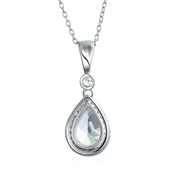 Liara Tear Drop Jeweled Necklace with Cubic Zirconia Polished and Nickel Free Liara Tear Drop Jeweled Necklace with Cubic Zirconia Polished and Nickel Free