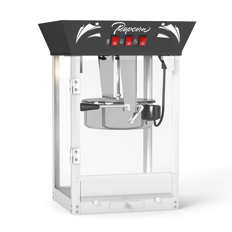 Commercial Popcorn MAKER Machine, 12 Ounce Kettle Stainless Steel Popcorn Maker with Tempered Glass, Warming Deck