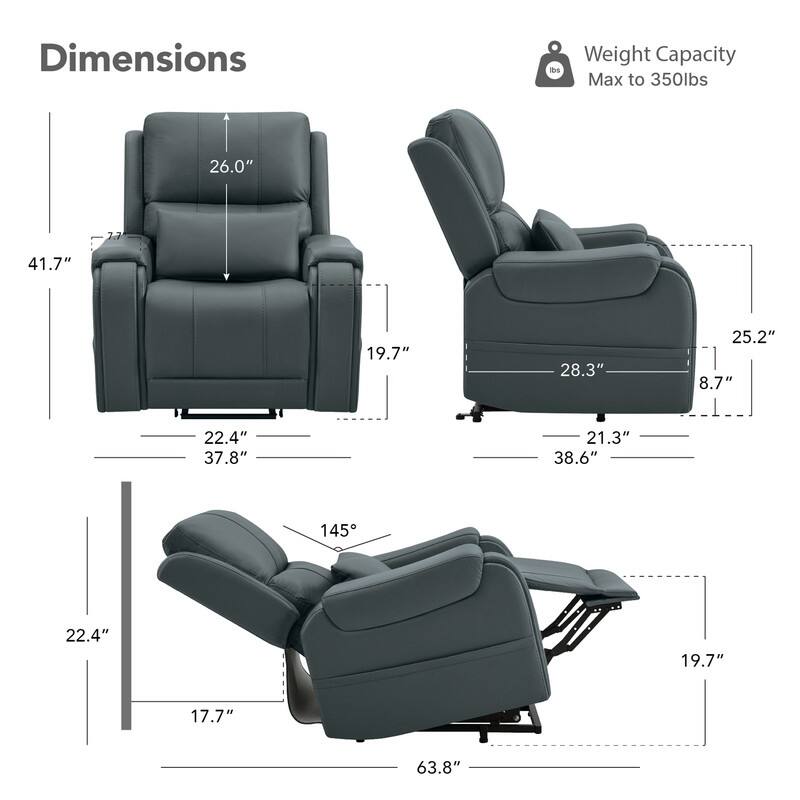Spruce & Spring Leather Lift Recliner Chair for Elderly with Heat and Massage