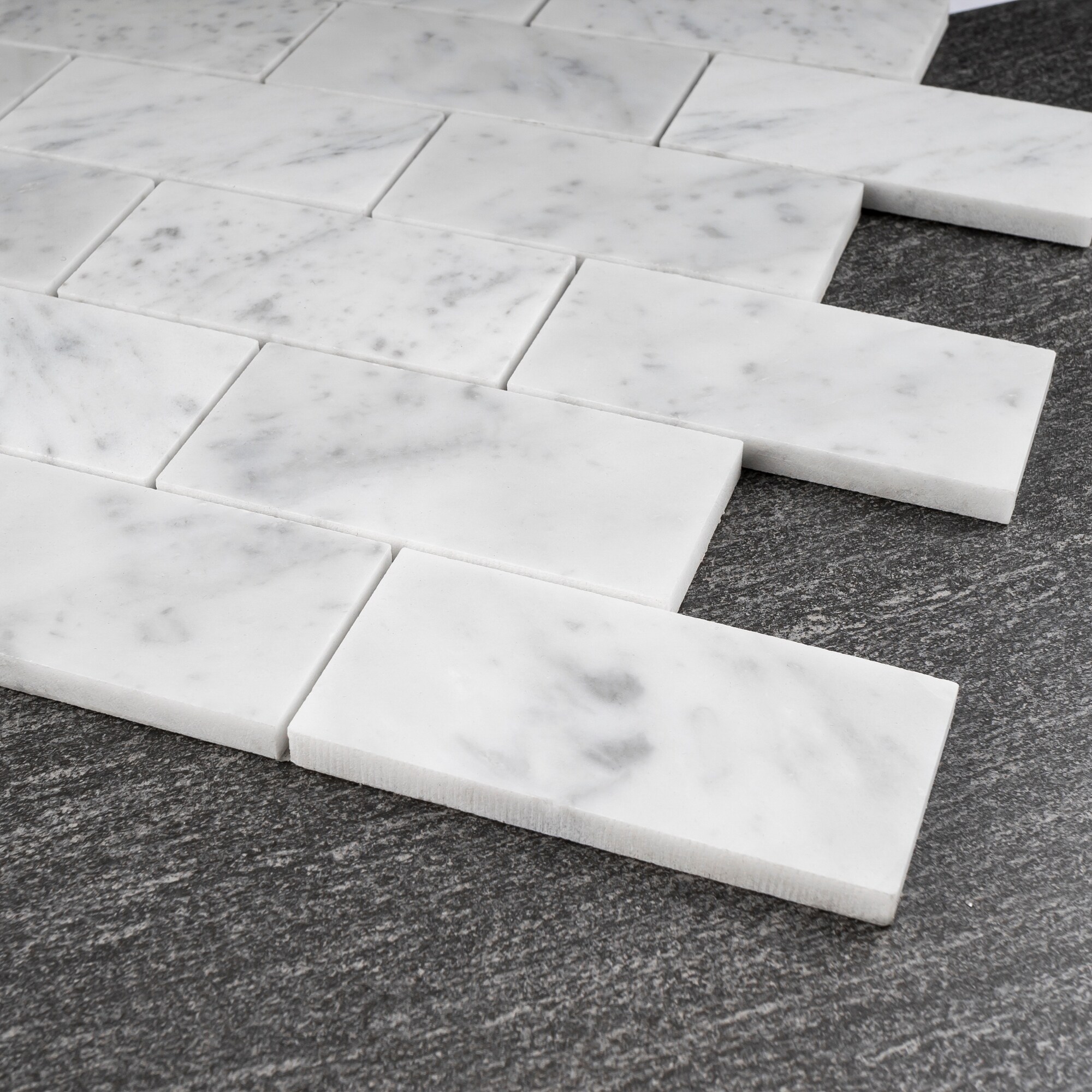 Tilegen Rectangle 2 X4 White Carrara Marble Subway Tile In White Floor And Wall Tile 10 Sheets 9 6sqft Overstock 27973540