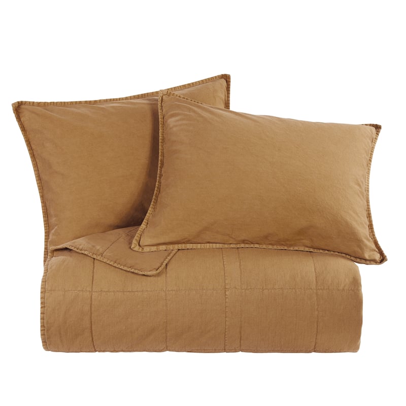 HiEnd Accents Stonewashed Cotton Canvas Quilted Vintage Chic 3 Piece Coverlet Set
