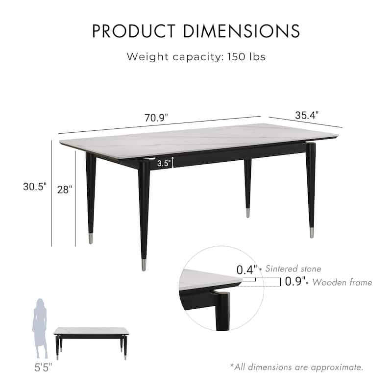 Furniture of America Kalor Modern 71-inch Sintered Stone Top Rectangle Dining Table