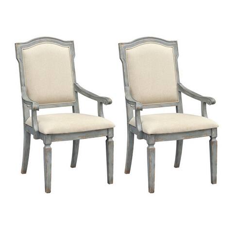 Somette Monaco Two Tone Upholstered Dining Arm Chairs, Set of 2
