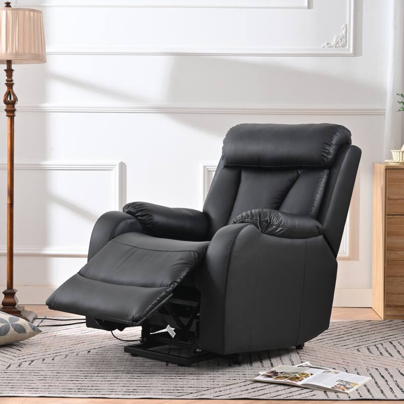 Blue Power Lift Recliner for Seniors with Remote, Anti-Skid Upholstery, Overstuffed Cushion, and Side Storage Pocket