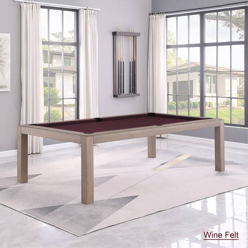 Olivia GreyWash Ash 8ft Billiard Slate Pool Table with dining top - Brown/Silver