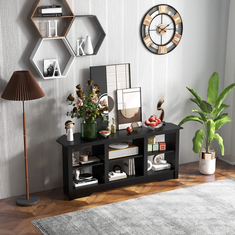 Costway 58" TV Stand with 6 Open Storage Shelves Shelf for 18 inch - See Details