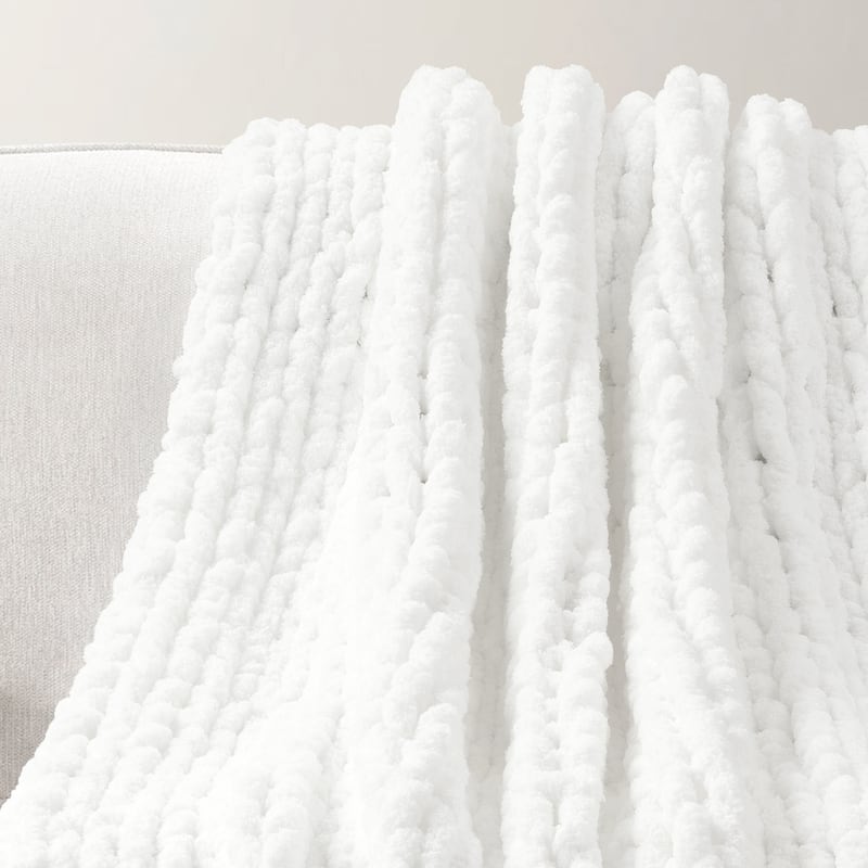 Lush Decor Hygge Ultra Soft Cozy Chenille Chunky Knit Throw