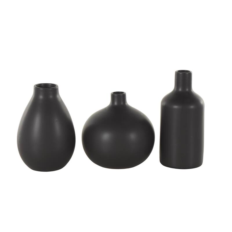 White or Black Ceramic Minimalistic Decorative Vase with Varying Shapes (Set of 3)