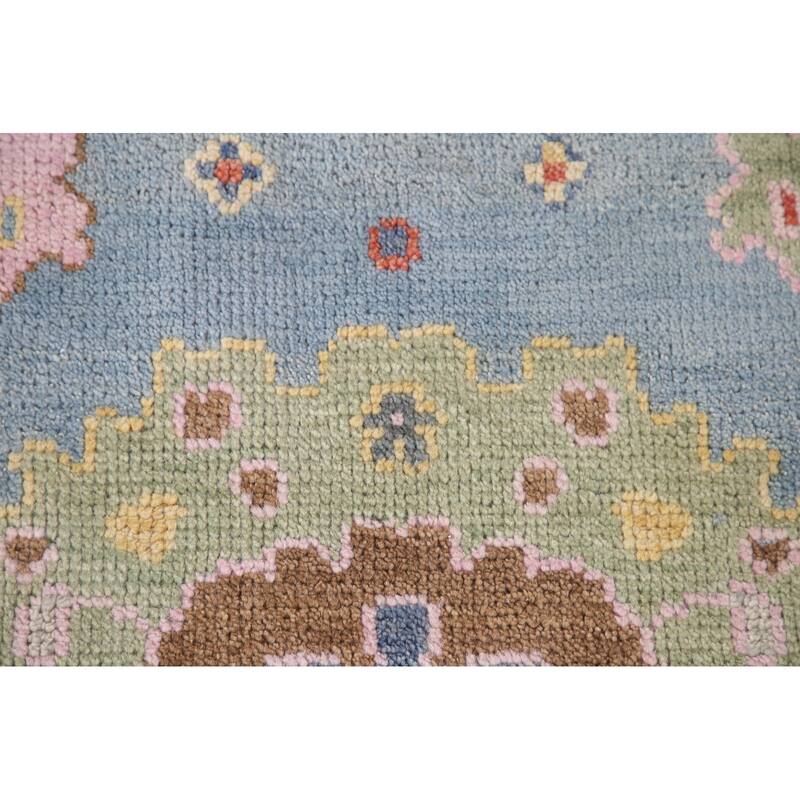 Light Blue Oushak Area Rug Handmade Living Room Wool Carpet - 8'1"x 10'1"