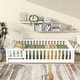 preview thumbnail 1 of 43, White Full Size Wooden Floor Bed with Fence & Door, Rubber, Safety Guardrails White
