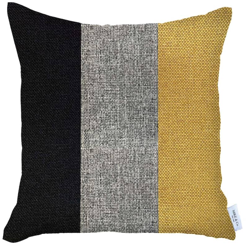 Boho-Chic Decorative Houndstooth Jacquard Pillow Covers - 18x18 - Black-Grey-Yellow