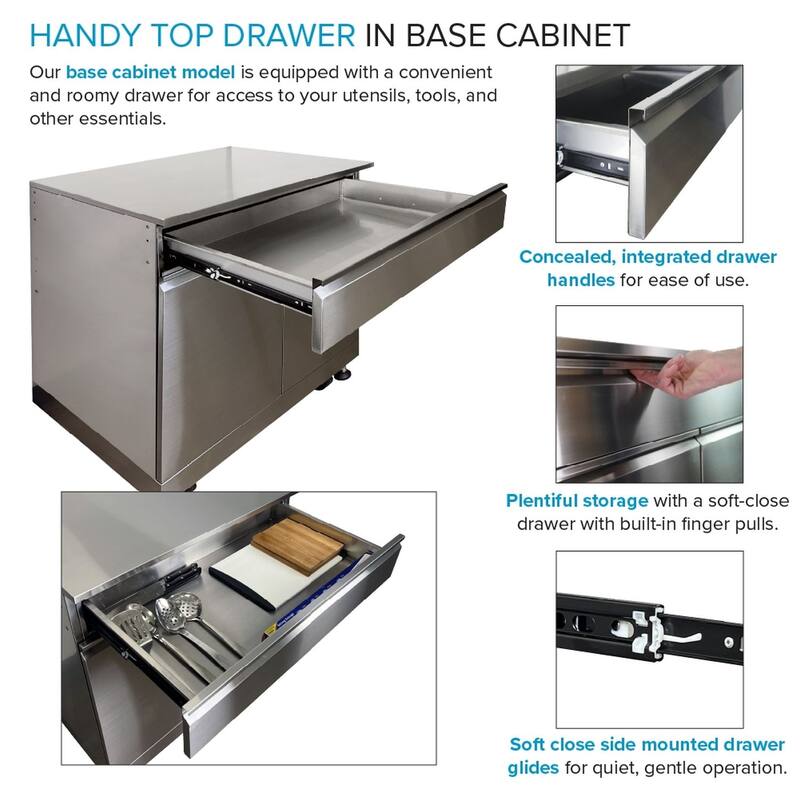 Transolid OBC6424 Outdoor Kitchen 64-in x 24-in x 37-in Double Base Cabinet, Stainless Steel - 64-in x 24-in x 37-in