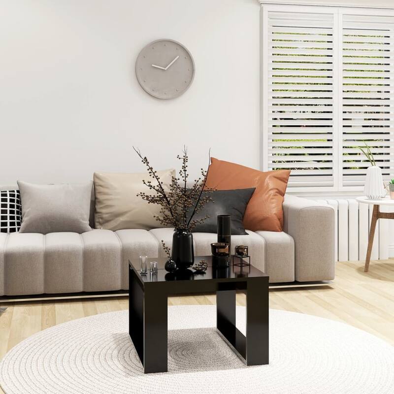 vidaXL Side Table Black Engineered wood 19.7x19.7x13.8 in Side Table - 19.7 x 19.7 x 13.8 in