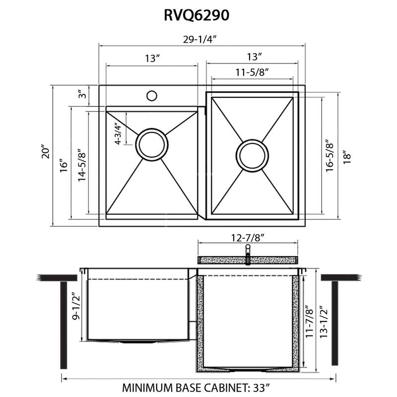 Ruvati Insulated Ice Chest and Outdoor Sink 29 x 20 inch BBQ Workstation Topmount T-316 Stainless Steel - RVQ6290
