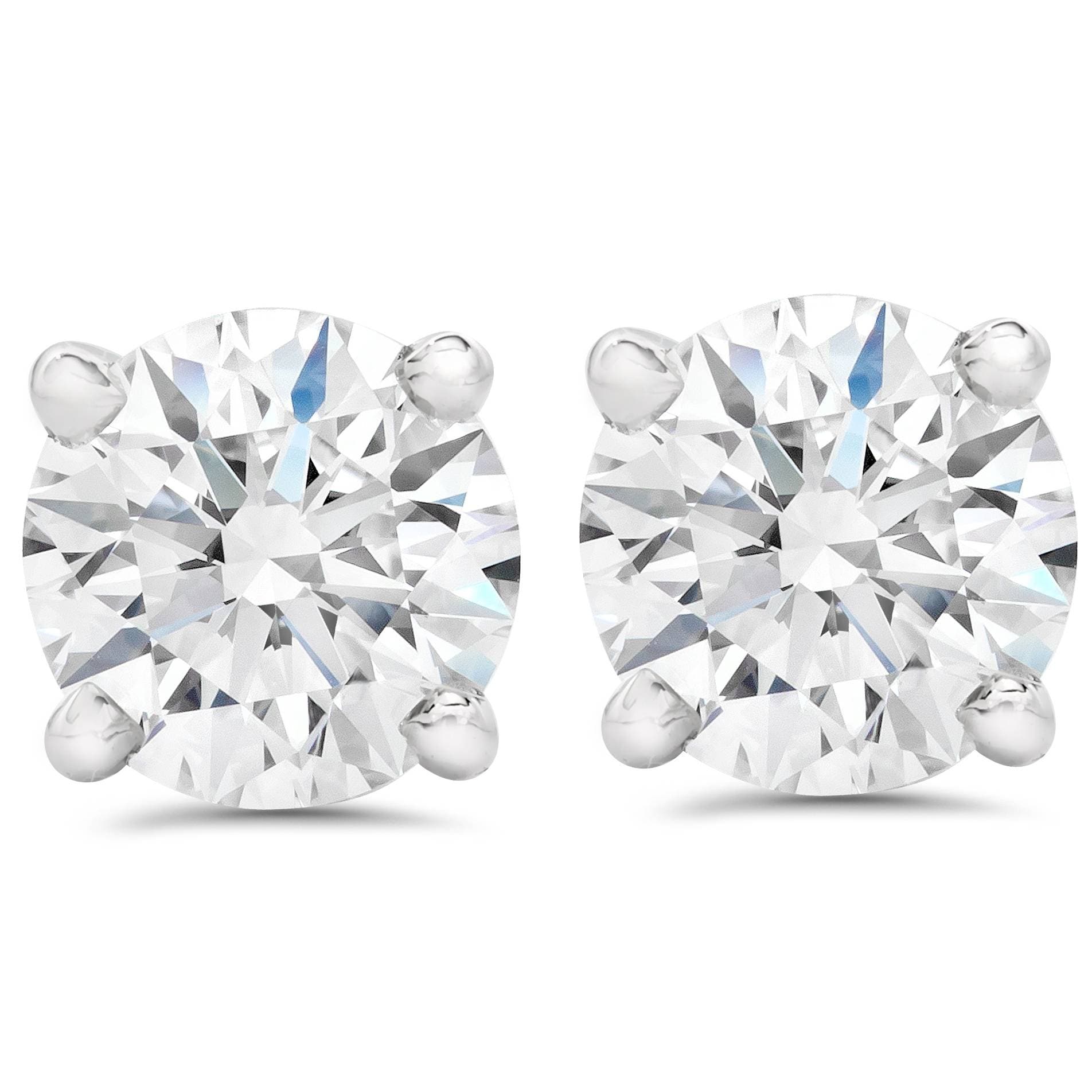 Bliss Diamond 1 1/2 ct Round Round Diamond Studs with Screw Backs White Gold Enhanced