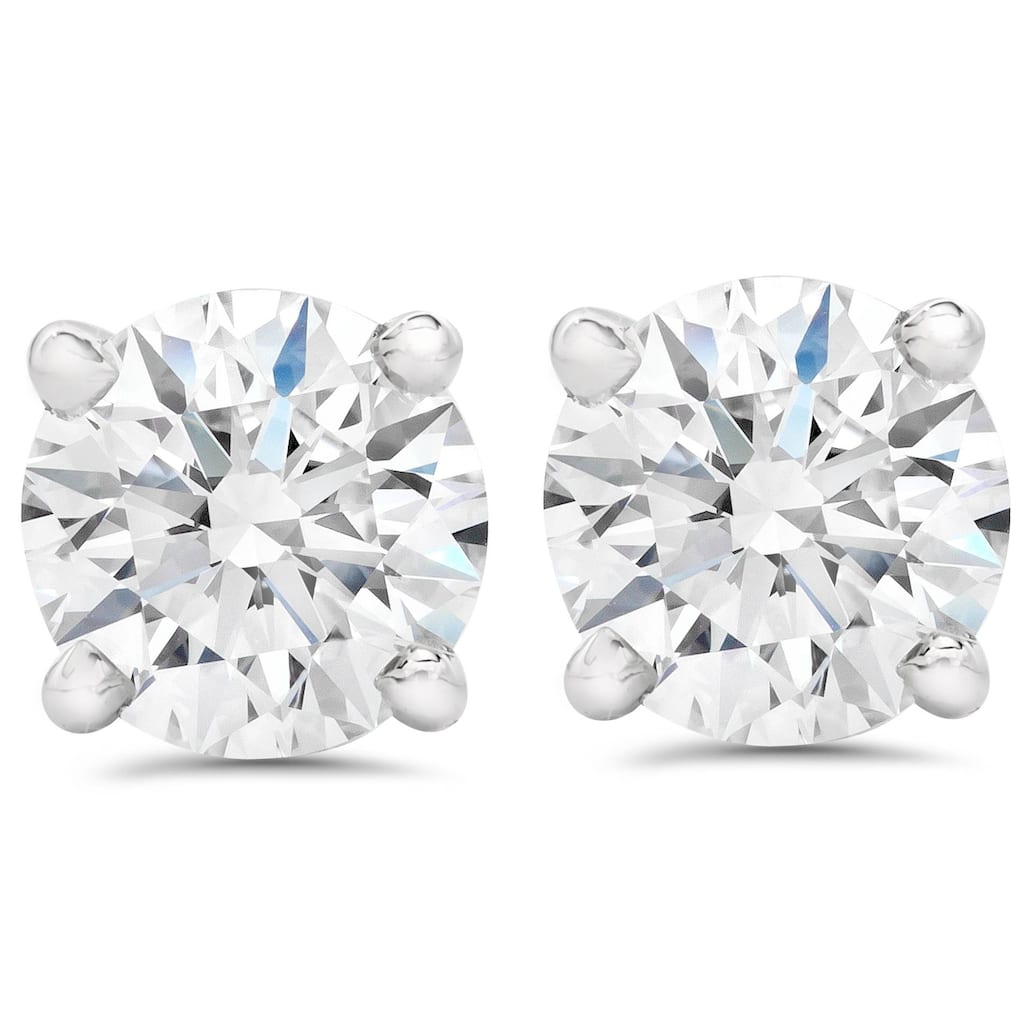 Pompeii3 14k White Gold 2 1/2 Ct TDW Diamond Screw Back Studs Clarity Enhanced (HI/SI)