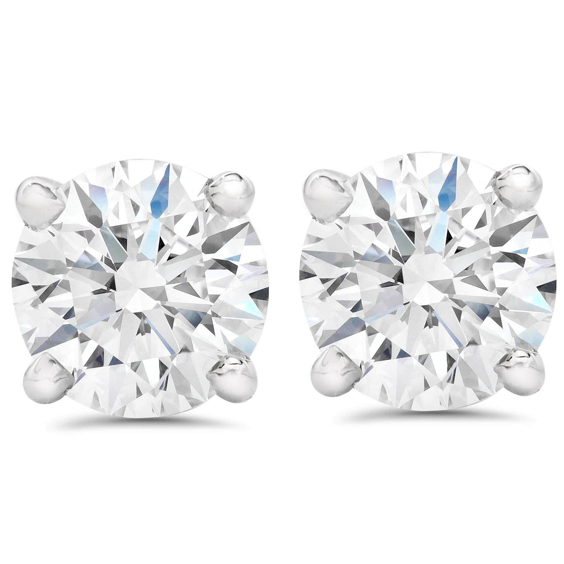 Bliss Diamond 2 1/2 ct Round Diamond Screw Back Studs in White Gold Enhanced