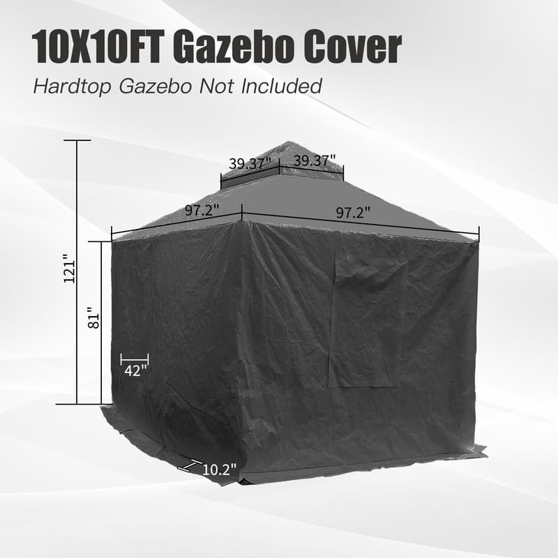 Domi 8' x 8' Universal Winter Gazebo Cover, All Season Waterproof Enclosed Cover with Sidewalls & Ventilated Mesh Windows, White - Dark Grey - 10' x 10'