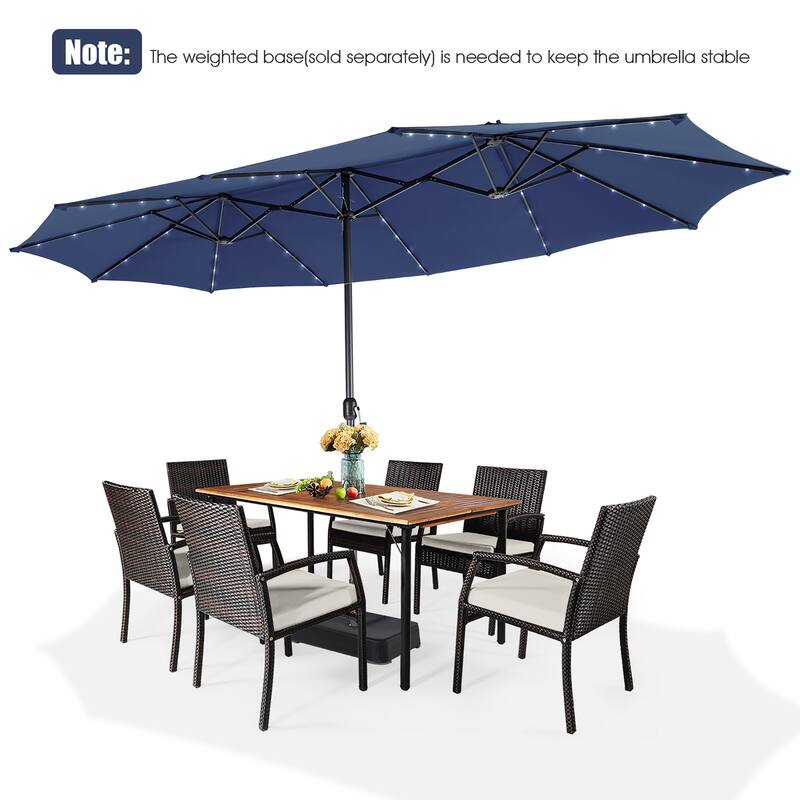 Gymax 15Ft Solar LED Patio Outdoor Double-Sided Umbrella w/ 48 Lights