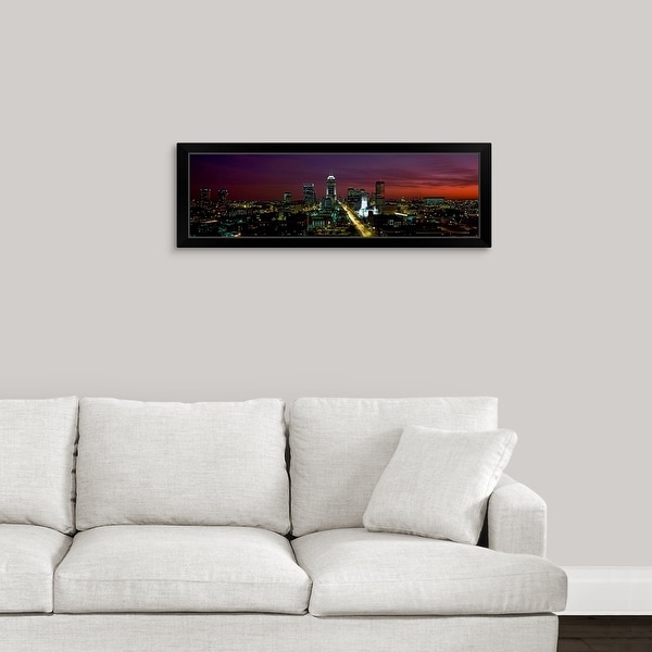 "City lit up at night Indianapolis Marion County Indiana" Black Framed Print