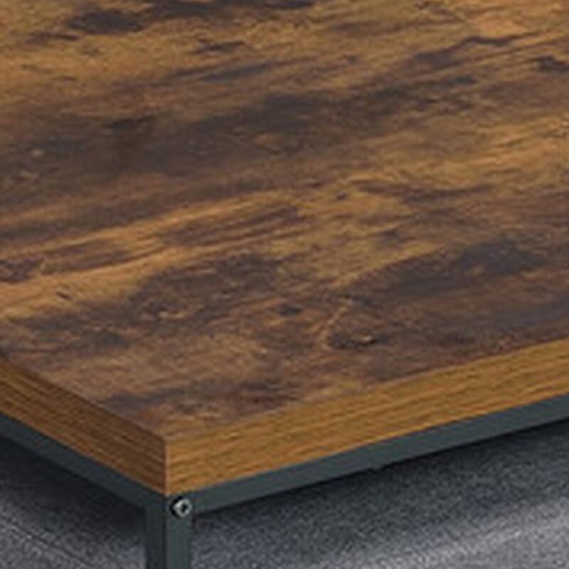 All 5 Piece Coffee Table Set, Oak Brown Top with 4 Nesting Storage Bins