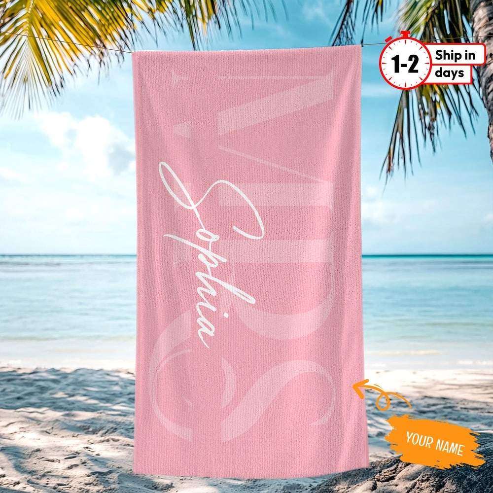 Personalized Beach Towel, Custom MR & MRS Beach Towel with Name, Honeymoons Gift for Lover