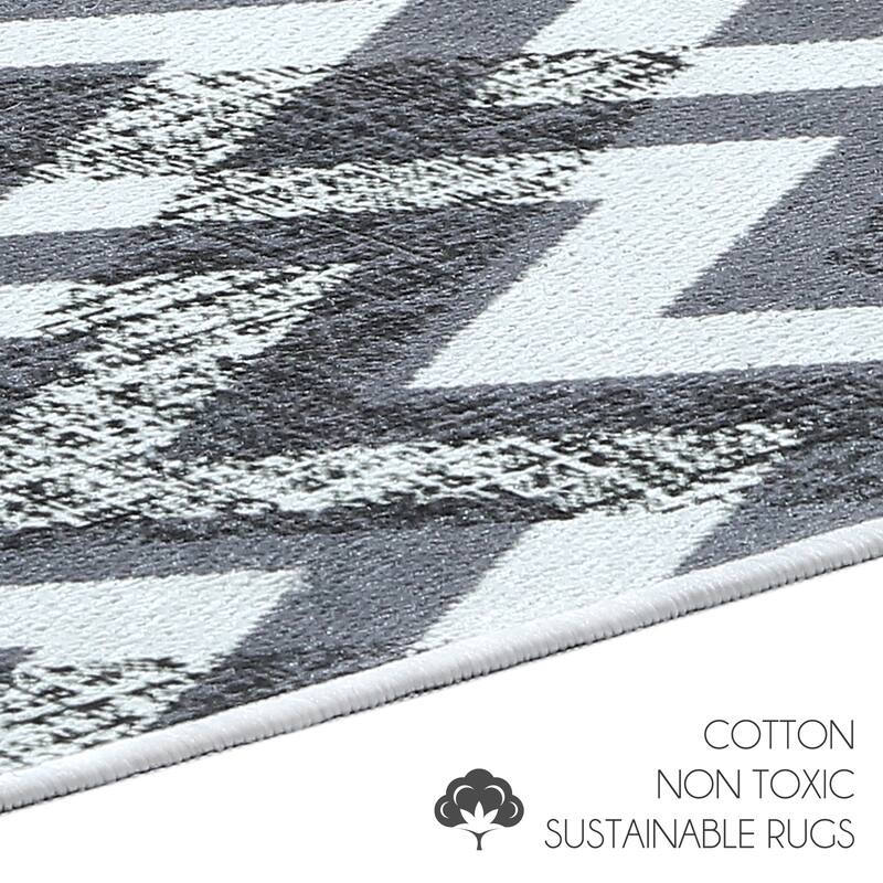 Geometric Design 3 Piece Bathroom Rugs Set - Non-Slip Ultra Thin Bath Rugs for Bathroom Floor - Washable Bathroom Mats Set