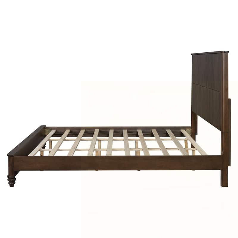 Solid Wood Bed Frame with Tall Headboard
