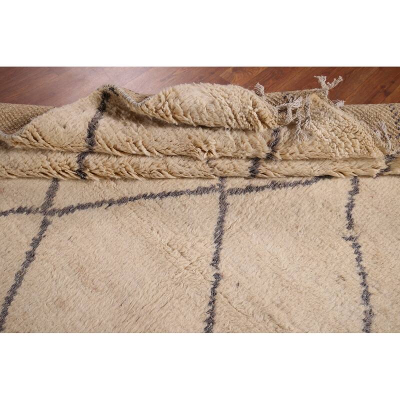 All-Over Trellis Moroccan Area Rug Handmade Wool Carpet - 5'10" x 9'0"