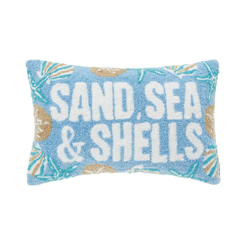 Sea Sand & Shells Hooked Throw Pillow