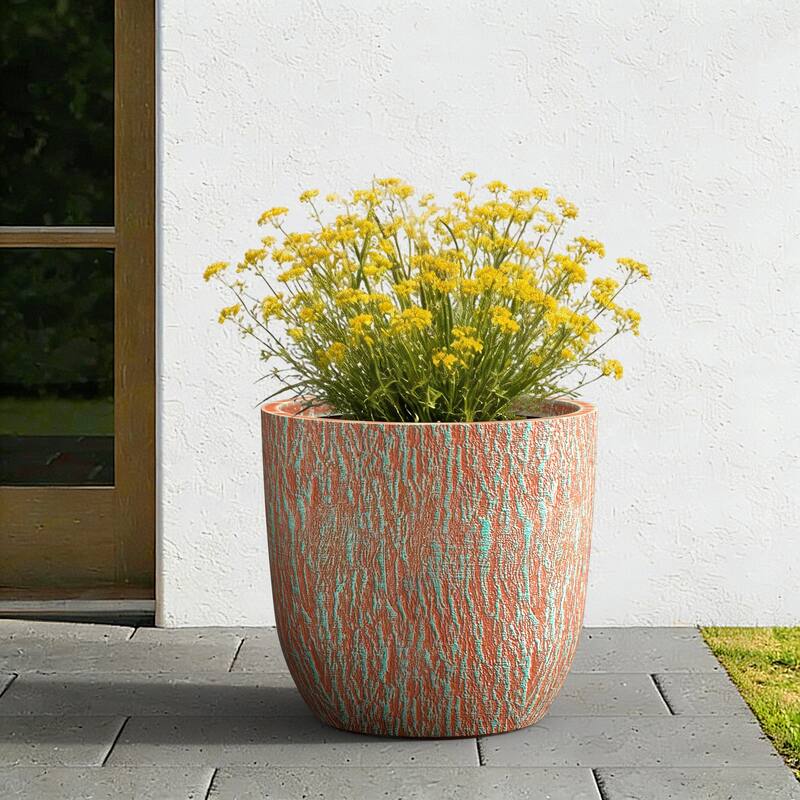 Upgraded Interior Concrete Tall Round Planter with Drainage Holes